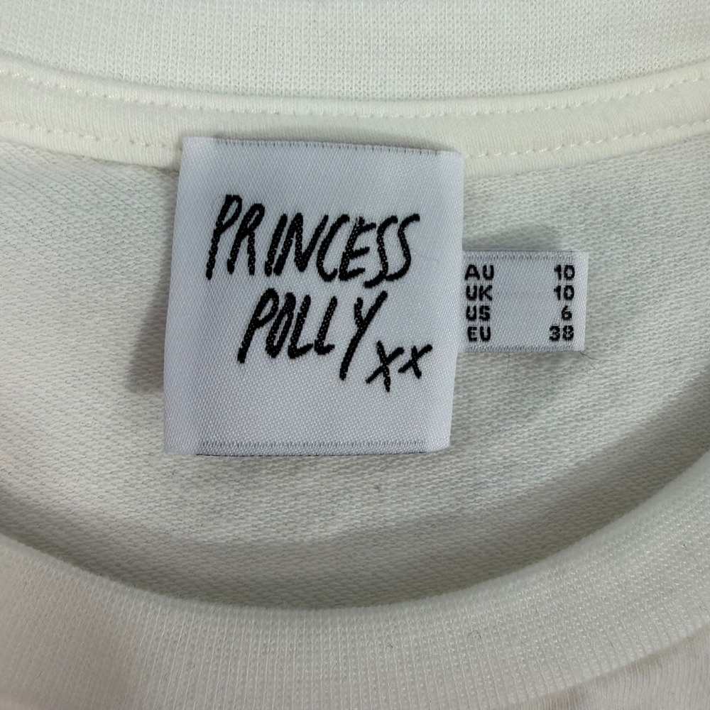 Princess Polly Graphic Tee Womens 6 Cream Like New Cotton